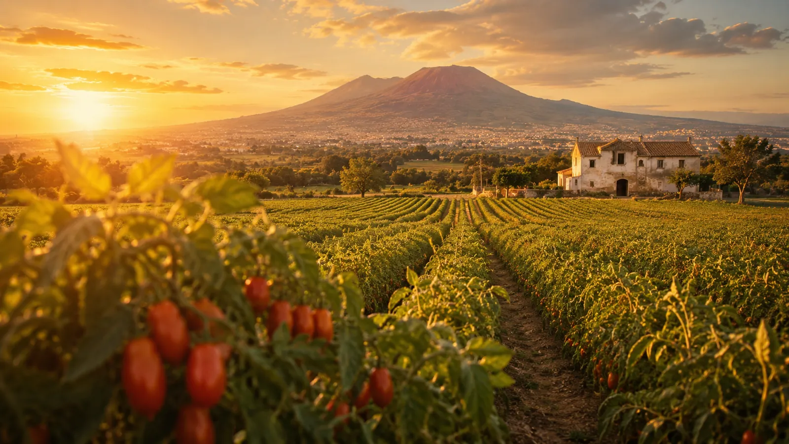 Champ de tomates San Marzano au pied du Vésuve