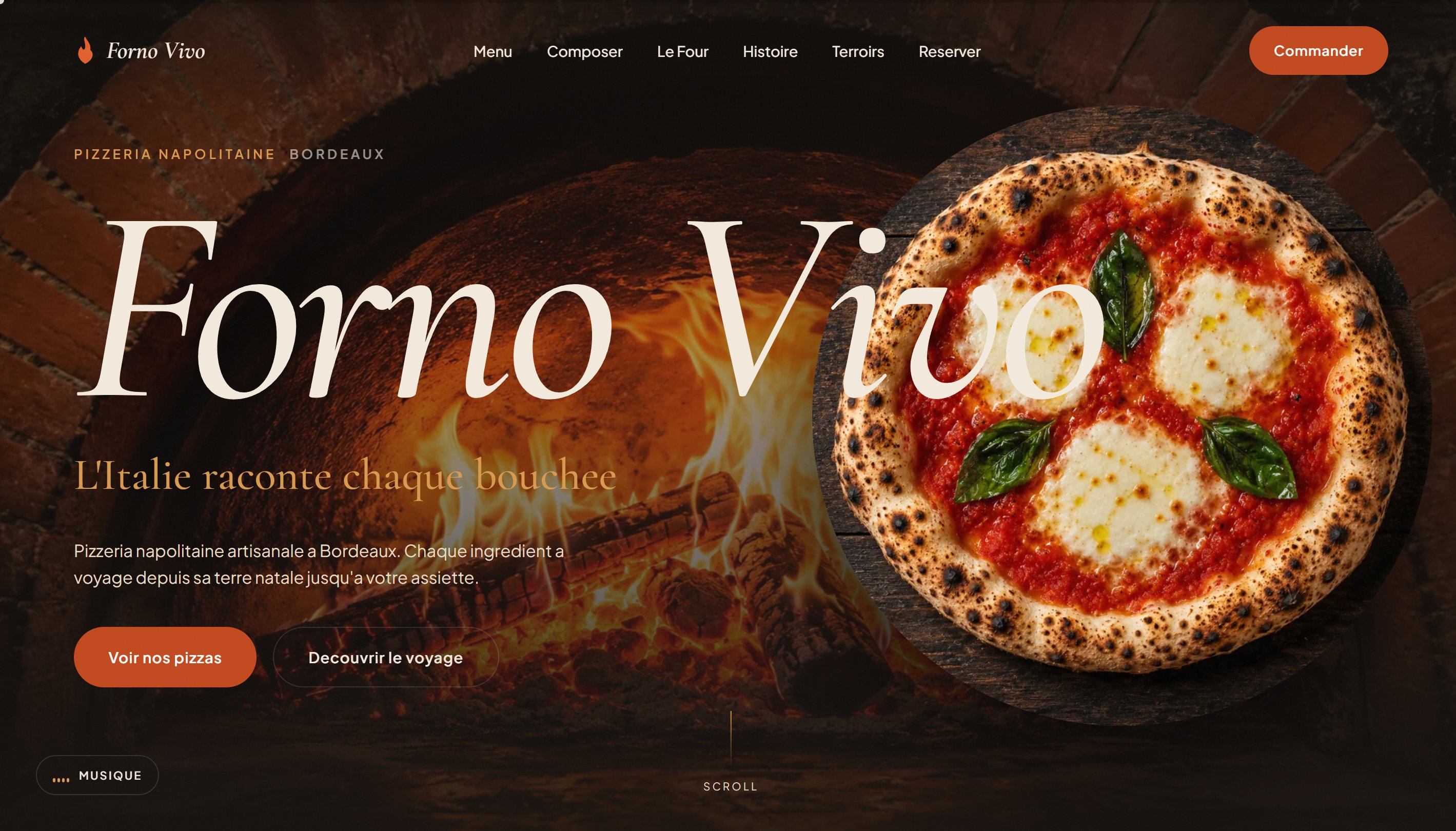 Aperçu de la maquette pizzeria Forno Vivo